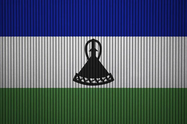 Χειροποίητη Σημαία Του Λεσότο Στον Τσιμεντένιο Τοίχο — Φωτογραφία Αρχείου
