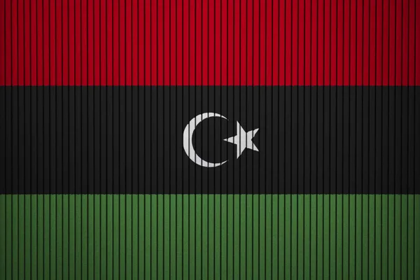 Bemalte Libysche Flagge Der Betonwand — Stockfoto