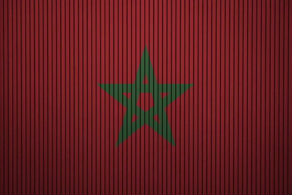 Malovaný Vlajka Maroka Betonovou Zeď — Stock fotografie