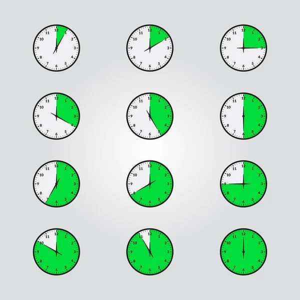 Time Interval Clock Time Countdown Vector Set — Stock Vector