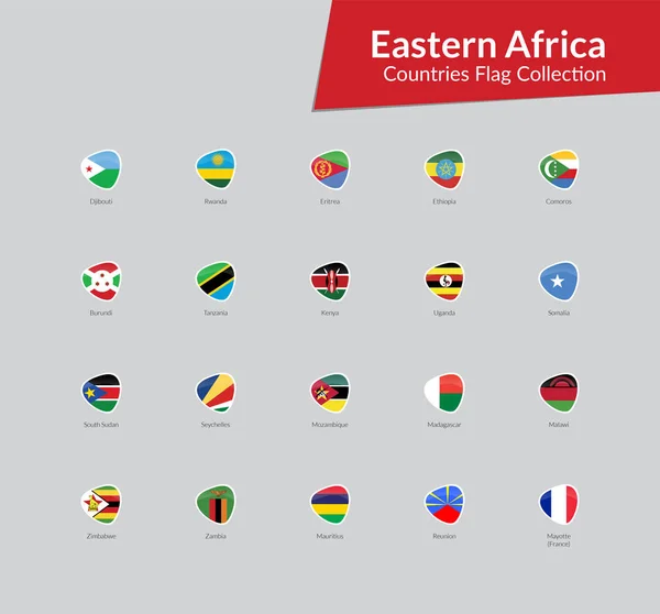 Doğu Afrika Ülkeleri Bayrak Simgesi Toplama — Stok Vektör