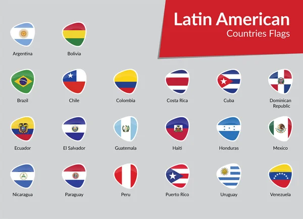 Países Latinoamericanos Colección Iconos Bandera — Archivo Imágenes Vectoriales