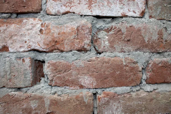 Destroyed Brick Wall Red Texture Grunge Background — Stock Photo, Image