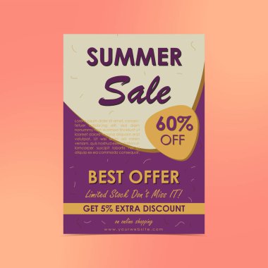 Yaz satış el ilanı / poster tasarım şablonu, sezonluk tasarım için Promo afiş.