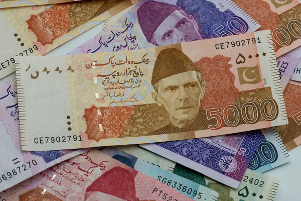 Pakistańskie Rupie Pakistańskie Banknoty Walutowe — Zdjęcie stockowe