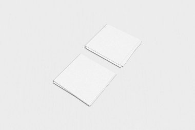 Dökümlü kağıt arka planında boş beyaz kartvizit düzenleme yığınları.