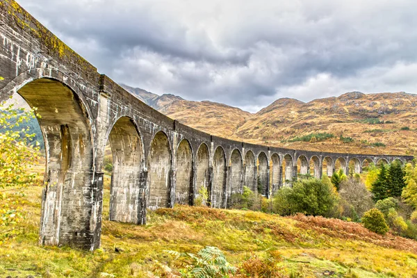 Glenfinnan Viadukt Skóciában Ősszel — Stock Fotó