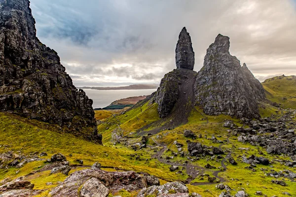 Dark Clouds Old Man Storr Isle Skye Scotland — Stock Photo, Image