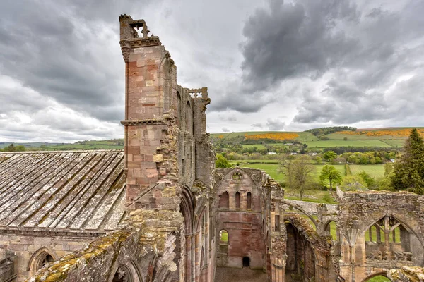 Vista Abadía Melrose Las Fronteras Escocesas Escocia —  Fotos de Stock