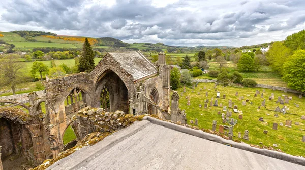 Uitzicht Melrose Abbey Scottish Borders Schotland — Stockfoto