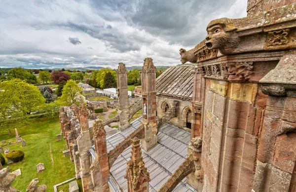 Uitzicht Melrose Abbey Scottish Borders Schotland — Stockfoto