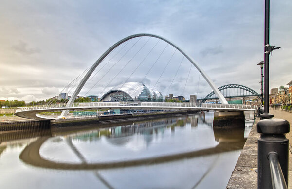 The Gateshead Millennium Bridge in Newcastle upon Tyne in Great Britain
