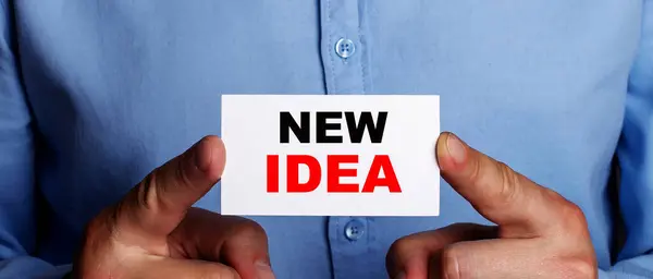New Idea Written Business Card Held Man Alternative Concept — Stock Photo, Image