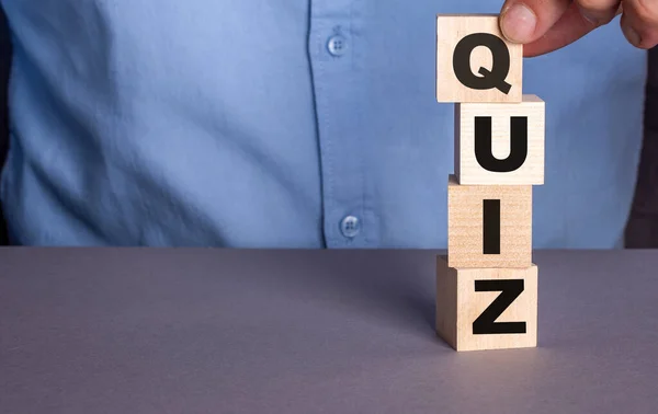 Word Quiz Made Man Wooden Cubes — Stock Photo, Image
