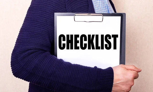 Checklist Egy Fehér Lapra Van Írva Amit Egy Oldalra Álló — Stock Fotó