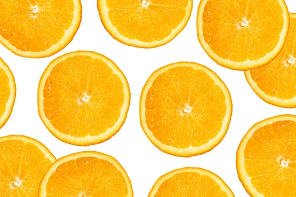 Many Juicy Orange Slices White Background — Stock Photo, Image