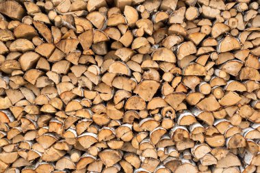 Huş ağacı ahşap arka plan küme içinde yığılmış