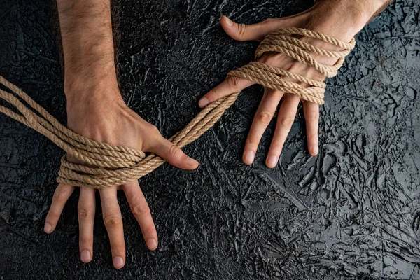 Symbolism Human Connection Hands Rope — Stock Photo, Image