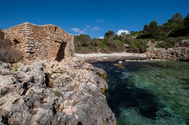 Eski balıkçı kulübesi, - Hintli -, Cala Brafi, Felanitx, Mallorca, Balearic Adaları, İspanya