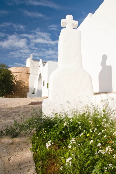 Iglesia Santa Eulria Des Riu Siglo Xvi Xviii Ibiza Islas — Foto de Stock