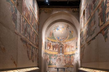 Ruesta 'nın duvar resimleri, 12. yüzyıl, fresk yırtılmış ve tuval üzerine aktarılmış, Ruesta, Diocesan Jaca Müzesi, Huesca, İspanya' daki San Juan Bautista kilisesinden geliyor.