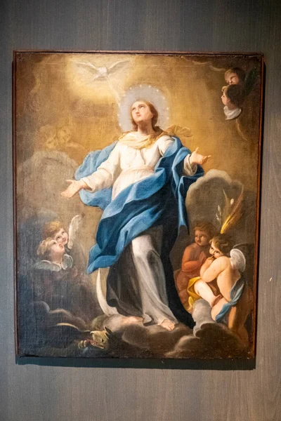 Immacolata Xviii Secolo Olio Tela Proviene Dalla Cattedrale San Pedro — Foto Stock