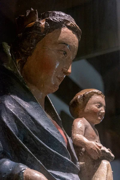Nossa Senhora Burnao Século Xiv Madeira Esculpida Policromada Burnao Museu — Fotografia de Stock
