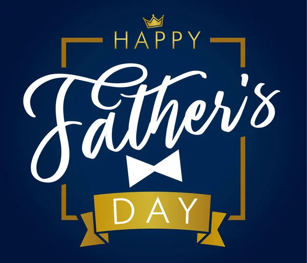 Happy Father Day Gouden Belettering Blauw Wenskaart Happy Fathers Day — Stockvector