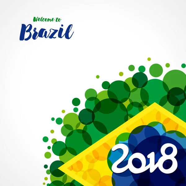 Brezilya 2018 Afiş Hoşgeldiniz Vektör Arka Plan Sulu Boya Lekeleri — Stok Vektör
