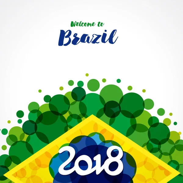 2018 브라질 배너에 수채화 얼룩에 2018 브라질 국기와 텍스트의 색상은 — 스톡 벡터