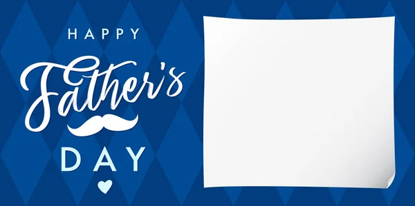 快乐的父亲节刻字海军蓝色旗帜 快乐的父亲节书法和胡子在蓝色背景 爸爸我的国王矢量插图 — 图库矢量图片