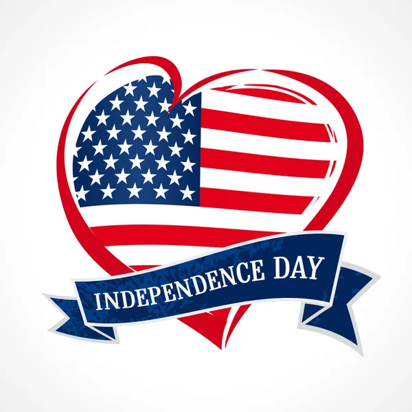 Happy Independence Day Usa Flag Heart July 4Th Happy Fourth — Stock Vector