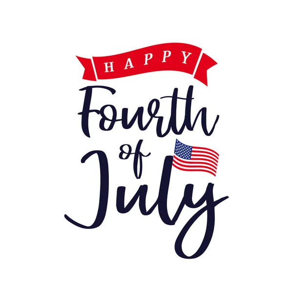 Buon Luglio Independence Day Usa Lettering Design Felice Independence Day — Vettoriale Stock