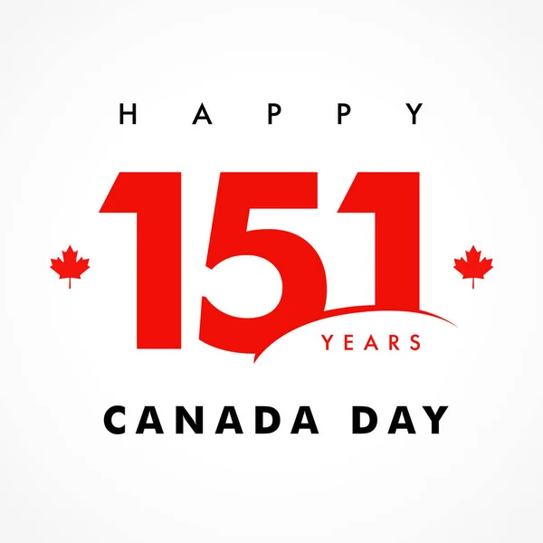 151 幸せなカナダ日バナー カナダ日 国民の祝日ベクトル テキストと赤いカエデの葉で 1867 年の独立記念日を祝ってカナダ — ストックベクタ