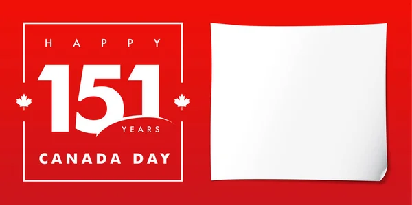 151周年纪念日 加拿大快乐日红海报 加拿大日 国家节日用矢量文字和红枫叶 庆祝1867年年独立的加拿大周年纪念 — 图库矢量图片