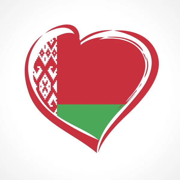 ベラルーシの紋章は 国旗色の心で独立記念日バナーが大好きです 月ベクトル グリーティング カードのベラルーシ の国民の祝日 独立ベラルーシ 周年を祝う — ストックベクタ