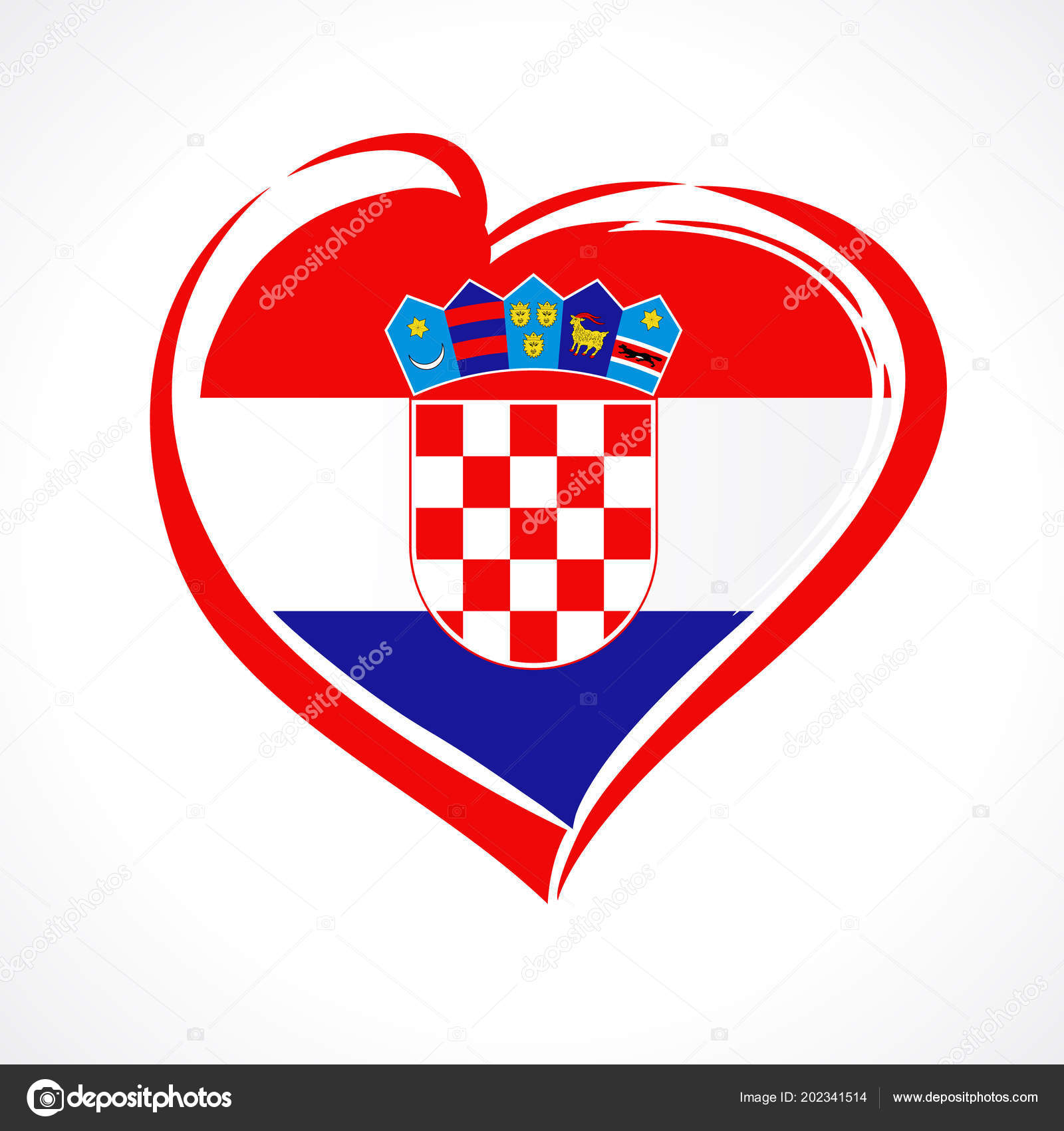 Croatia Flag Emblem Love Croatia Emblem Heart National