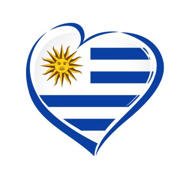 Uruguay amblemi ulusal bayrak renk kalp ile seviyorum. Uruguay ulusal tatil 25 Ağustos vektör tebrik kartı. Kutlama Uruguaylı yıldönümü bağımsızlık Brezilya İmparatorluğu 1825