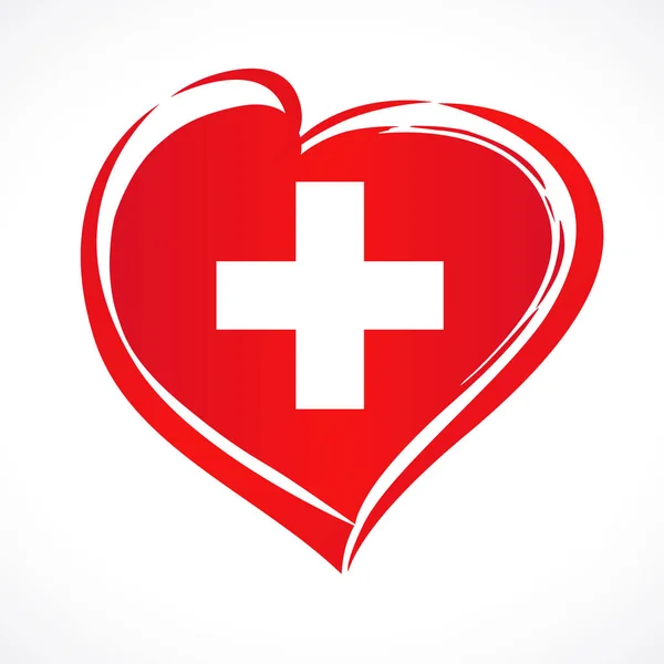 Любите Швейцарцев Сердцем Цвете Национального Флага Национальный Праздник Швейцарии Августа — стоковый вектор