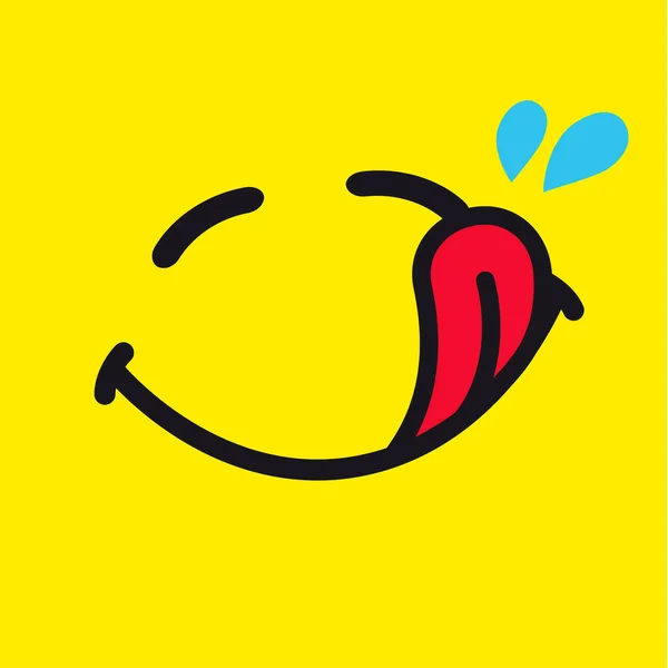Émoticône Affamé Icône Emoji Délicieux Grand Sourire Dans Design Plat — Image vectorielle
