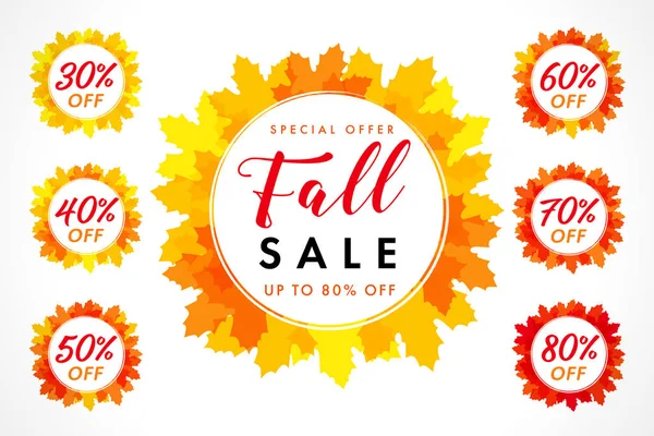Bright Coloured Autumn Sale Digits Set Percent Buy Just Now — Stock Vector
