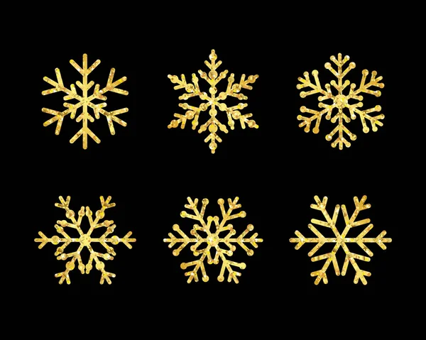 Зимові Золоті Різдвяні Морози Вектор Значок Сніжинки Ізольовані Силует Символ — стоковий вектор