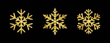 Kış altın christmas don vektör simge kar taneleri izole siluet sembolü. Kar tanesi hattı ile altın rengi ayarla