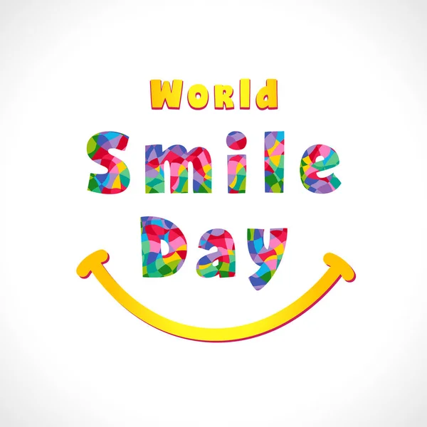 Día Mundial Sonrisa Saludos Festivos Con Letras Facetas Texto Gráfico — Vector de stock