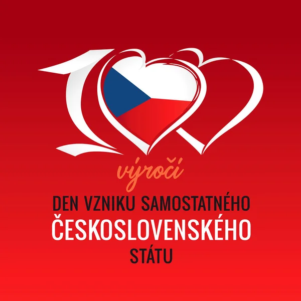 100 Vro Vzniku Samostatnho Eskoslovenskho Sttu Terjemahan Perayaan 100 Tahun - Stok Vektor