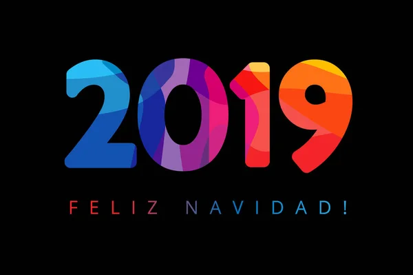 2019 Ισπανικά Feliz Navidad Χριστούγεννα Χαιρετισμούς Μετάφραση Καλά Χριστούγεννα Ευτυχισμένο — Διανυσματικό Αρχείο
