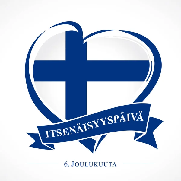 Szerelem Finnország Emblémáját Szív Nemzeti Zászlót Finn Szöveg Függetlenség Napja — Stock Vector
