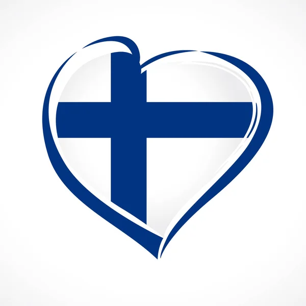 Szerelem Szív Nemzeti Lobogó Színek Emblémáját Finnország Nemzeti Ünnep Finnország — Stock Vector