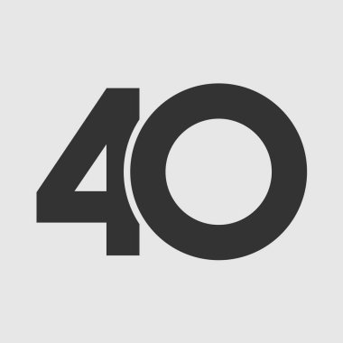 40 inci yıl eski logo. İzole basit soyut grafik sembolü % 40. Düz zarif kesme numarası tasarım şablonu. Yuvarlak şekil basamak -40% oranında işareti off. Minimalist slyle amblemi.