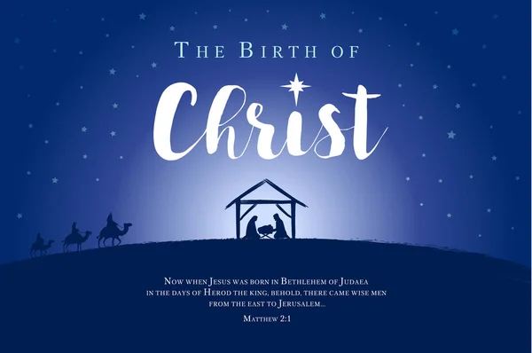 Veselé Vánoce Narození Krista Nápisu Betlém Dítěte Ježíše Jeslích Mary — Stockový vektor